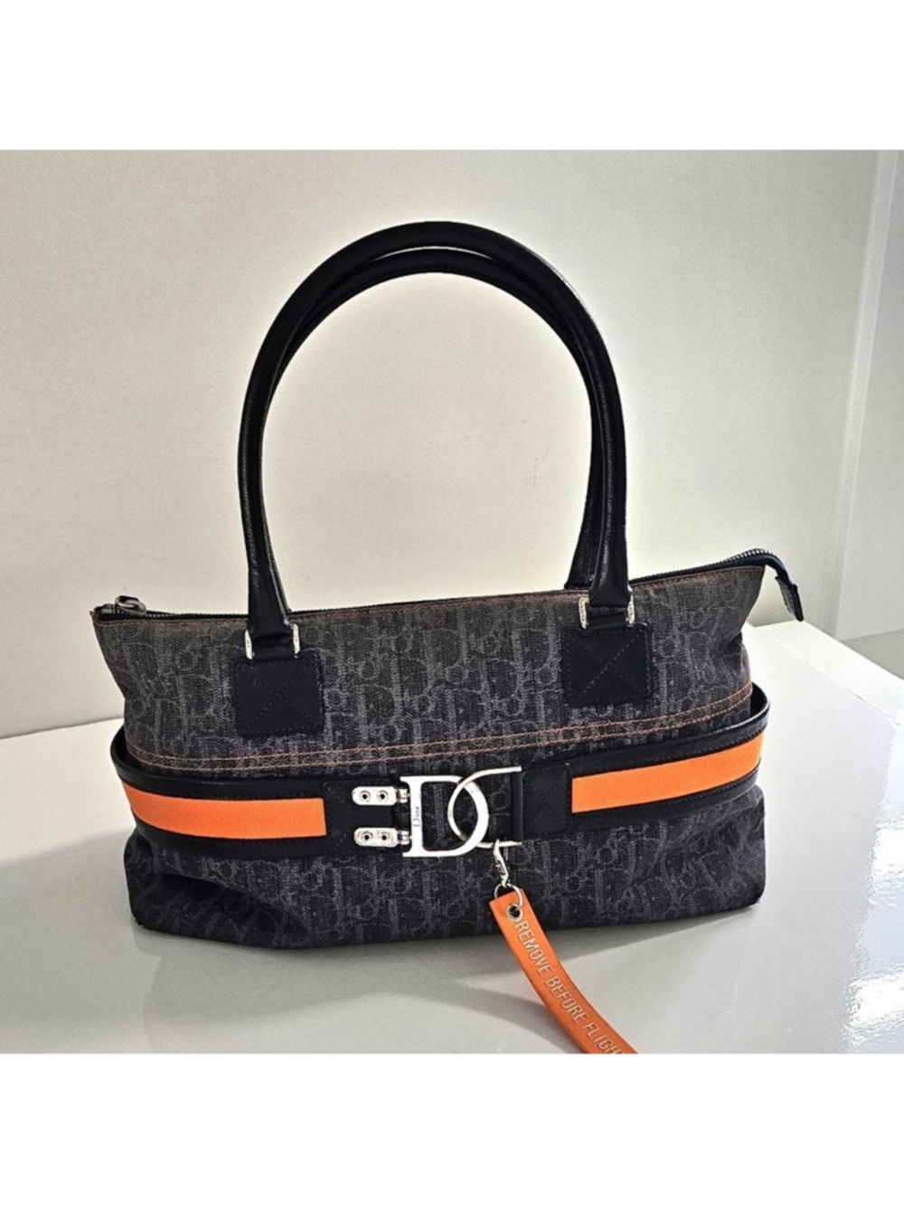DIOR Christian Dior Denim Blue Trotter Flight Bag - Picture 3 of 15